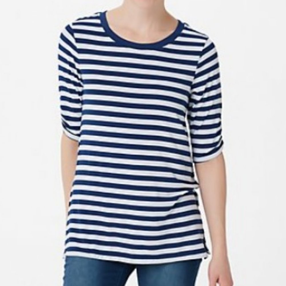 Cuddl Duds Softwear w/ Stretch Ruched Elbow Sleeve Top  8990